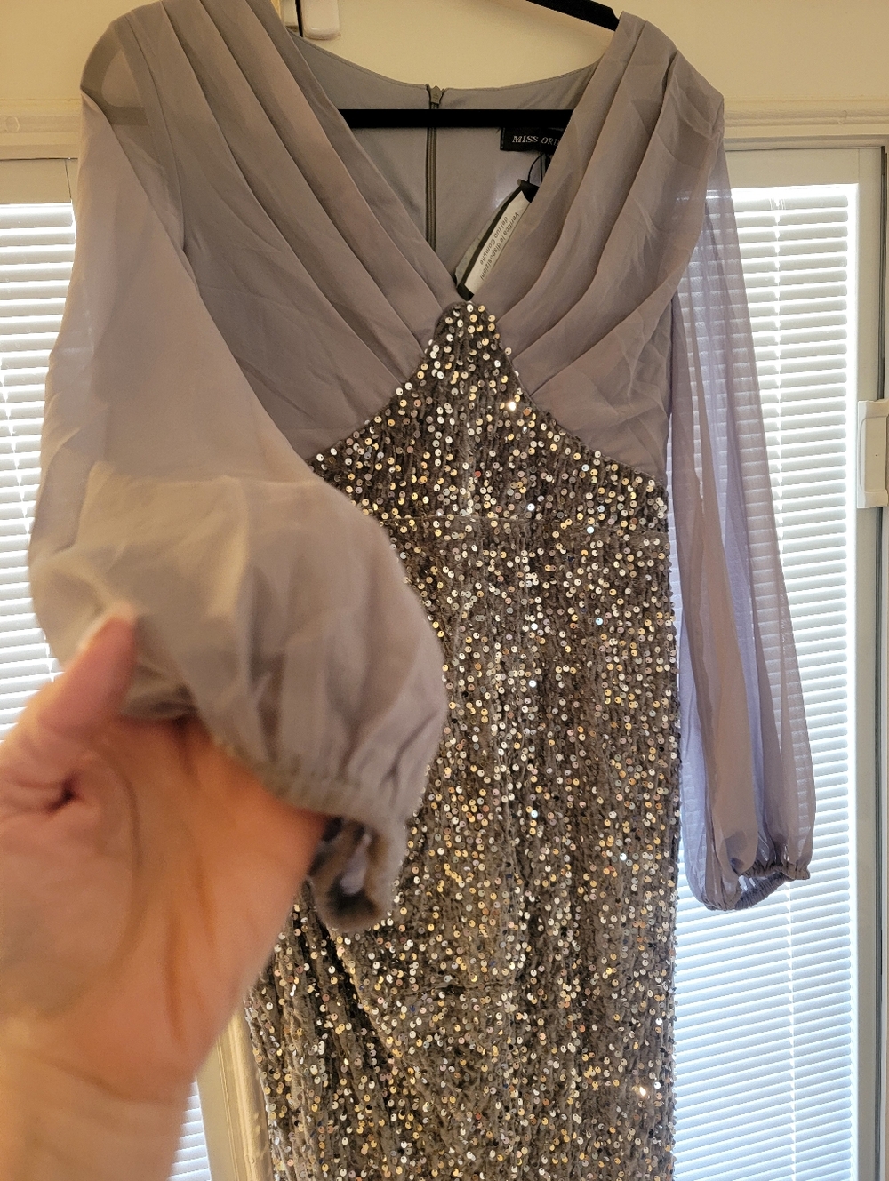 Miss Ord Contrast Sleeve Sequin Gown
